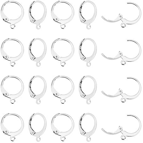 UNICRAFTALE 100 Stück Ohrringe mit Klappbügel 304 Edelstahl Armband Ohrhänger für Schmuckherstellung 14,5 x 12 x 2 mm Loch 1 mm