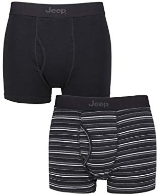 Jeep Mens Striped Cotton Rich Keyhole Trunks Pack of 2