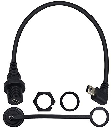 Duttek cavo mini USB per montaggio a pannello, ad angolo retto, mini USB, cavo di prolunga da maschio a femmina, per auto, barca, moto, camion, cruscotto, 30 cm