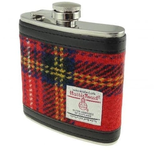 Harris Tweed Hip Flask 6oz in Royal Stewart