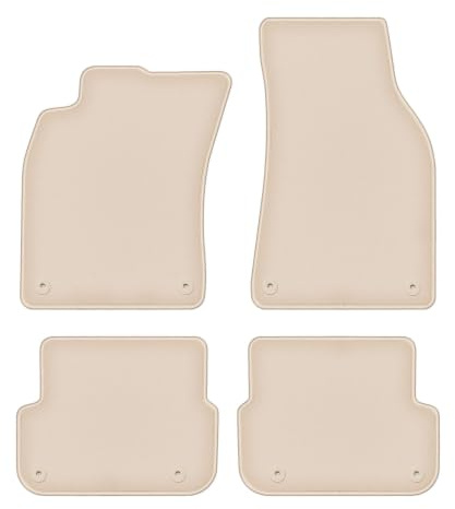 Velours-Fußmatten passend für Audi A6 C6 FL 2006-2011, Beige, Fortuna | passend für Limousine/Kombi/Avant; geschorener Premium-Velours (100% Polypropylen), ca. 8 mm