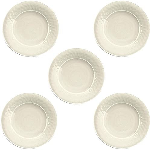 Crackle Glaze Cream - Melamine/Plastic Dinner Plates Set for 5