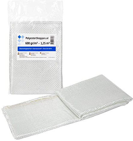 POLYESTERSHOPPEN - Tissu de roving | Tissu de verre | 1 m², 600 g/m² | Spécialement conçu pour les résines de polyester, les résines époxy, les tapis GFK
