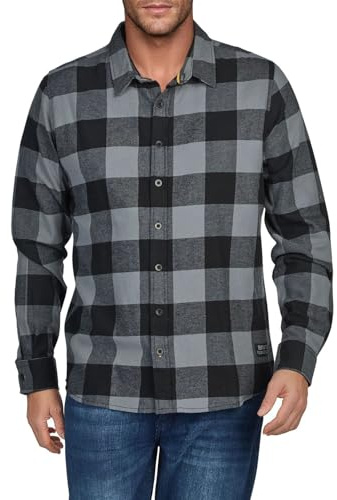 riverso Chemise de Loisirs RIVArne - Coupe Droite - en Flanelle - Manches Longues - Gris, Marron, Jaune, Rouge, Vert - S - 5XL - 100% Coton