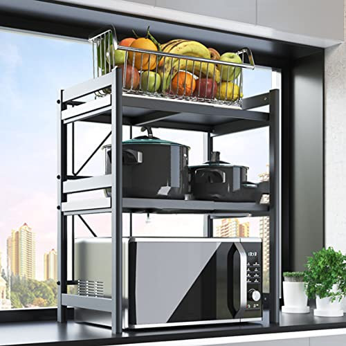 CGF- Fourniture à Micro-Ondes Robuste à Micro-Ondes Réglages de Cuisine de la Taille de la Table de Stockage de Table de Stockage pour la Maison Bureau Acier au Carbone Mat Matte Noir