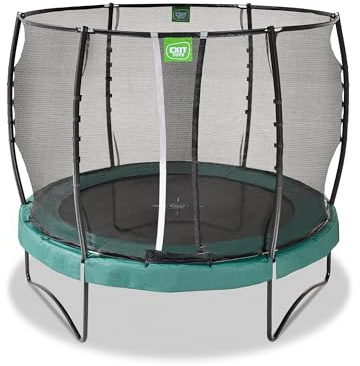 EXIT Toys Allure Premium Rundes Trampolin - ø305cm - Extra Lange Federn für erfahrene Springer - Mit Fußschutzsystem - Premium-Sicherheitsnetz - Wasserabweisend - Starkes Trampolin - Grün