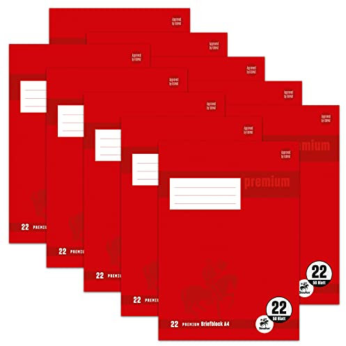 Staufen Premium Briefblock - DIN A4, Lineatur 22 (5mm kariert), 50 Blatt, 90g/m² Premium Papier, 10 Stück