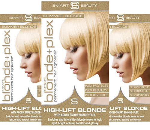 Sommer Goldblond Haarfärbemittel mit zusätzlichem Plex Haarpflege Conditioner, permanente Haarfarbe mit einer Goldblond Haaartönung für blondes Haar, veganes Haarfärbemittel - Smart Beauty (3er-Pack)