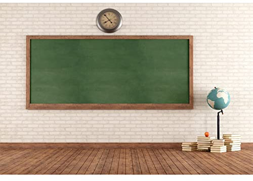 Aoihrraan 3x2m Back to School Hintergrund Klassenzimmer Innendekoration Tafel Globus Bücher Uhr Fotografie Hintergrund Online Unterricht Banner Studenten Lehrer Abschlussfeier Foto Requisiten