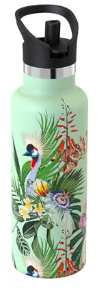 Super Sparrow Botella Agua Acero Inoxidable 18/10 - Botella Termica Ultraligera con Tapa de Paja - 500ml - Termo Sin BPA, Botella Agua Niños, para Deporte, Viaje, Escuela, Exterior, Oficina, Hogar