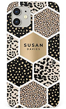 Tirita Pesonalised Phone Case Compatible with iPhone 13 Pro, hard cover, snap-on - Animal Print Gold Cheetah Cat Collage