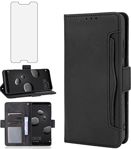 Compatible con Huawei Mate 10 Funda tipo cartera y protector de pantalla de vidrio templado, ranura para identificación de crédito, accesorios celulares, funda para teléfono para Hawaii Mate10