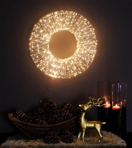 LED Leuchtkranz 800 LED 50 cm mit Timer Lichterkranz Weihnachtskranz Weihnachtsbeleuchtung Deko Kranz Deluxe