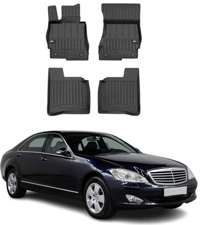 OMAC Gummi Fußmatten kompatibel mit Mercedes S Klasse W221 Langer 2005-2013 Premium TPE 4X