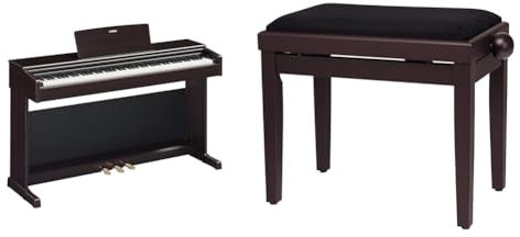 Yamaha ARIUS YDP-145 - Piano Digital, Piano clásico y elegante para principiantes y aficionados, para cualquier rincón de la casa, Palisandro & Banco para piano Classic Cantabile en palisandro mate