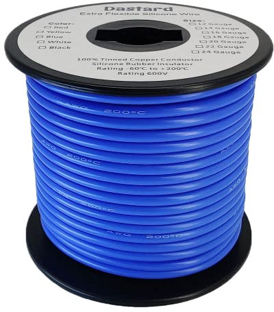 Dastard 16 AWG Silicone Stranded Wire【Blue 100ft Spool】 Flexible 16 Gauge Automotive Wire 16AWG Electrical Tinned Copper Wire - 200℃ 600V - Car, RC Battery, Solar