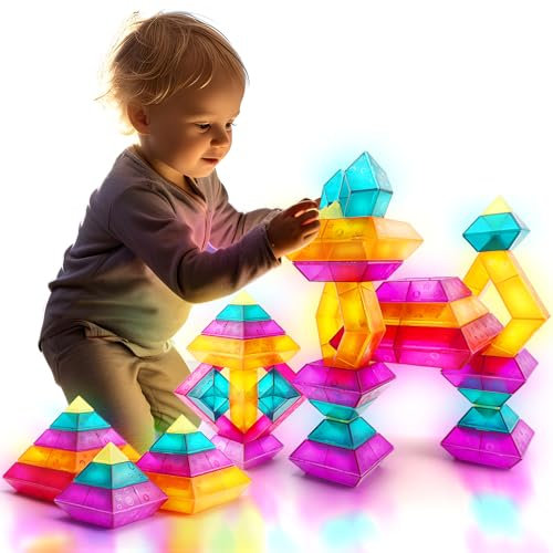 MAKE KIDS SMILE BUBBLE FUN Bausteine für Kleinkinder ab 2 3 4 5 6 Jahre,30 Stück Pyramide Stapelspielzeug,Farbige Blöcke Bauspielzeugsets STEM Spielzeug für Jungen und Mädchen