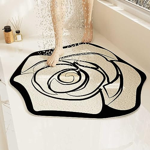 EUPXRHY Duschvorleger mit AblauflöChern Sicherheits, Duschmatte Rund rutschfest, Luffa Duschteppich rutschfest, Schnelltrocknend,D,70x70cm