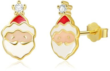 Ohrringe Weihnachten Silber 925 Ohrstecker Kleine Kinder Ohrringe für Damen Mädchen Geschenke Weihnachtsohrringe Nikolaus Ohrstecker
