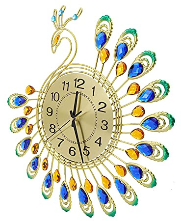 Akozon Moderne Wanduhr, großer Pfau, 3D, S, leise, tickend, für Wohnzimmerdekoration, Wanduhren für das Leben