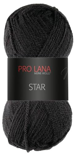 Frida's Wollhaus Pro Lana 50 g Star Stricken Häkeln Wolle Garn weich pflegeleicht 39 Farben (99 | Schwarz)