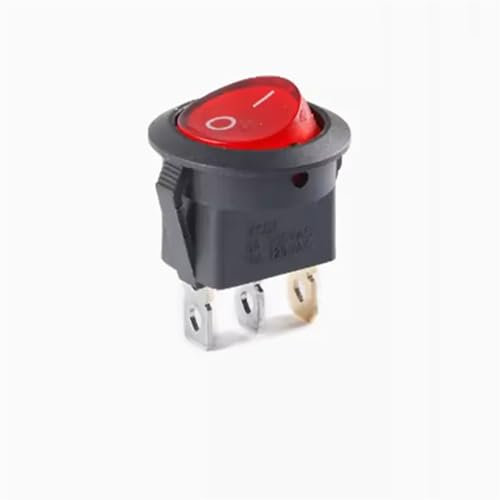 1 Uds. Interruptor basculante redondo cuadrado de 20mm 6A 250V 10A 125V 3/4 Pin interruptor redondo de encendido y apagado (Color : Red light 3P2T)