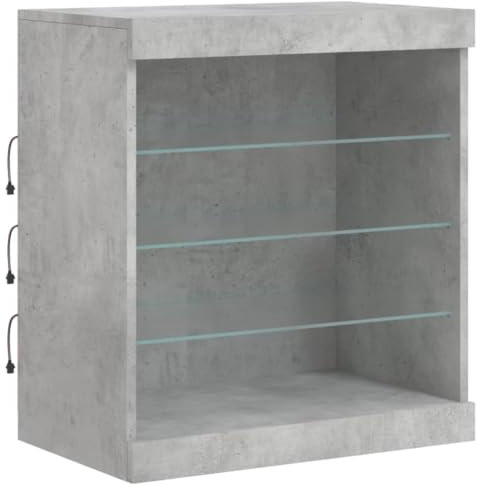 vidaXL Sideboard, Kommode mit viel Stauraum, Highboard Schrank mit LED-Leuchten, Anrichte Beistellschrank Standschrank, Modern, Betongrau