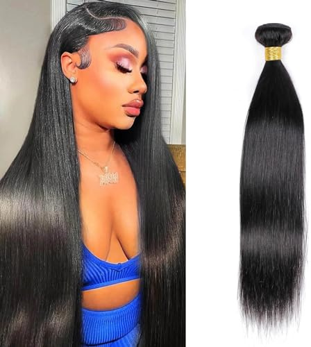 DaiMer 1 Bundles 16 Inch Straight Brazilian Virgin Human Hair Bundles 10A | 1 Bündel 100 g Gerades Echthaar Damen 100% Unprocessed Virgin Hair Straight Weave Human Hair Sew in Weaving
