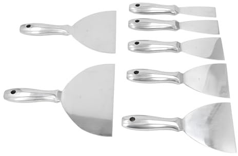 Set di Spatole, 7 Pezzi Spatola per Stucco Raschietto per Vernice in Acciaio Inox Spatola per Riparazione Muro a Secco Rimozione Carta Parati Applicazione Mastice Cemento Muro