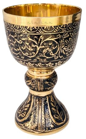 Vintage Chalice Medieval Goblet | 1x Solid Brass Red Wine Glass Cups of Royal King Arthur - Renaissance, Birthday Gifts Christmas Wedding Anniversary Novelty Ceremonial Drinkware (Duke Goblet)