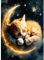 AIRDEA 30x40cm Diamond Painting Erwachsene, Goldener Katzenmondtraum 5D Diamond Painting Bilder Erwachsene, DIY Diamantmalerei Bastel Set Nach Zahlen Heimdekor Geschenk