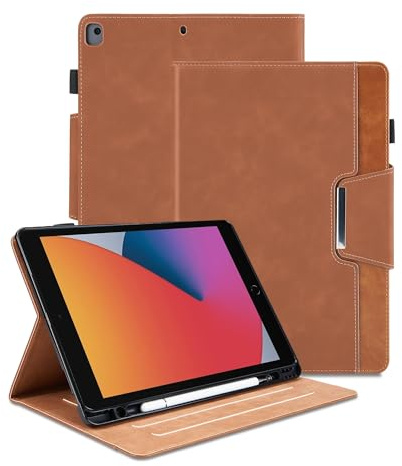Case for iPad 9th Gen / 8th Gen / 7th Gen/iPad Pro 10.5 / iPad Air 3rd Gen PU Leather Smart Cover Multi-Angle Viewing Stand Business Cover -Brown