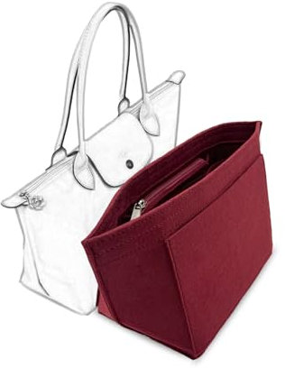 D.DUO Tascheneinsatz-Organizer, Geldbörsenzubehör, Passend Für Longchamp Tragetasche mit langem Griff (Weinrot, L (langer Griff))