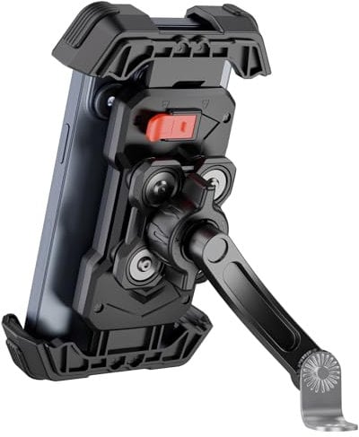 GREFAY Motorcycle Phone Holder, Universal Motorcycle Phone Mount 【2025 Double Vibration Damping】 Phone Holder for Motorbike Rear View Mirror With 360 Rotation for 4.5-7.2 Inch Smartphone