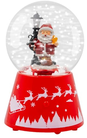 The Christmas Workshop Musical Snow Globes/Light Up Gingerbread Man or Santa with Swirling Snow / 8 Festive Songs/Battery Powered (17.5 x 11 x 11cm, Santa)
