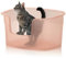 Extra große Katzentoilette, 63 cm x 45 cm x 33 cm tief, einfache Reinigung, abgesenkter Eingang, auslaufsicher, transparent rosa