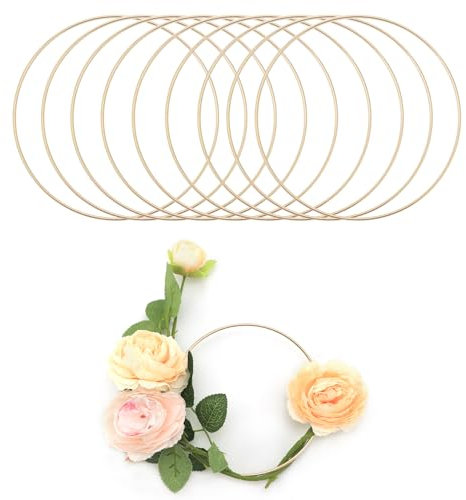 QWORK® 10 Pcs 6 Inch Gold Metal Craft Hoops – Macrame Dream Catcher Rings for DIY Projects