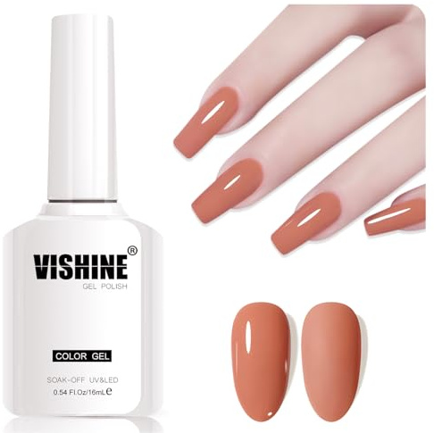 Vishine Terra Cotta Vernis Gel Semi-Permanent, 1 Pcs 16ml Soak-Off UV LED Vernis à Ongles Gel pour DIY Nail Art & Home Manicure, Couleur L345 Thé Miel Rose Glacé