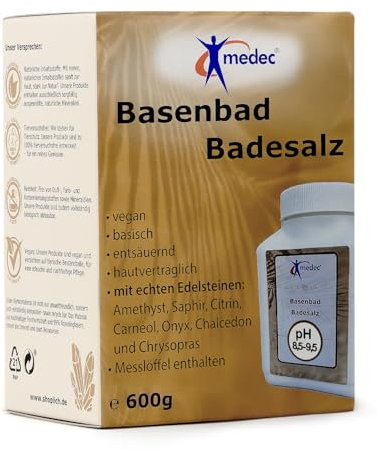 medec Badesalz Basenbad [mit echten Edelsteinen] 600g in Lebensmittelqualität | bath salt | basisches badesalz | basenbad entgiftung entsäuerung