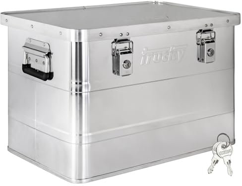 Trucky Aluminium Box mit Deckel Silber Alu Kiste Alukiste Auswahl Transportbox Metallbox Aufbewahrungsbox Boxen Abschliessbar Metallkiste, Größe:65 L
