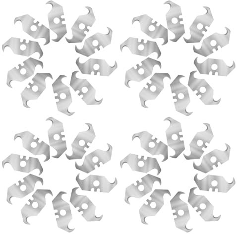 100PCS Hooked Trimming Knife Blades, SK5 Steel Utility Hook Blades for Vinyl, Plastic, Cable Stripping, Leather, Rubber – 48x18mm Replacement Blades
