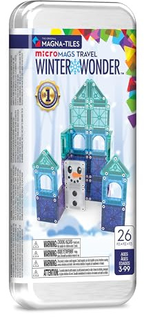 Magna-Tiles microMAGS Winter Wonder Travel Set 26-Piece Magnetic Construction Set, The Original Magnetic Building Brand