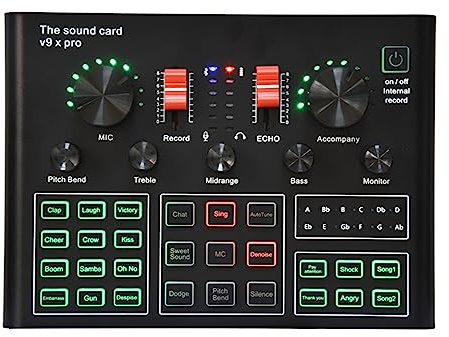 SHEHUALI Kit Carte Son, BM 800 Microphone Carte Son Studio Professionnel À Condensateur Microphone sans Fil for USB Gaming Chantant Karaoké MIC for PC Téléphone(V9XPRO Sound Card)