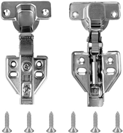 2pcs Soft Close Cabinet Hinges Full Overlay with Screws for Kitchen | 105° angle adjustable, 4kg capacity, Hydraulic soft-close, Cold-rolled steel rustproof, For wardrobes & bathrooms