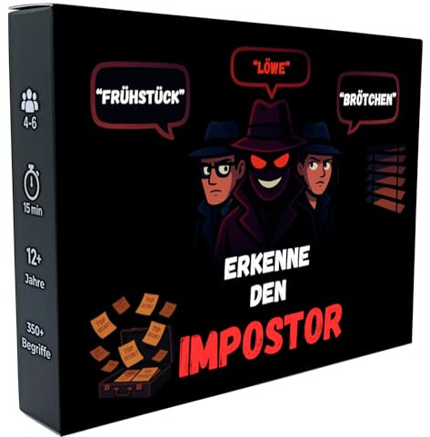 SpielePhoria Imposter Erkenne den Impostor – Lustiges Party-Wortspiel zum Hochstapler enttarnen | Kartenspiel mit 18 Runden & 350+ Begriffen | Perfekt für Spielabende, Freunde, Familie & Erwachsene