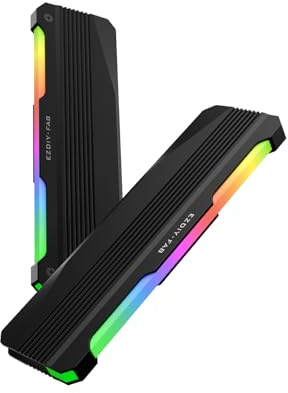 EZDIY-FAB RH01 ARGB RAM Heatsink, RGB Memory Heat Spreader for DDR5 DDR4, Aluminum RAM Cooler with 5V 3-Pin ARGB Lighting,Gaming PC Memory Cooling,2 Pack - Black