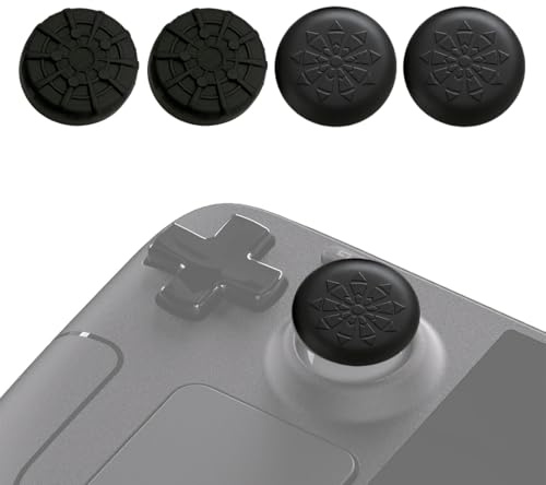 Agarres para el Pulgar para Deck LCD Silicona Tapas de Joystick para PS Portal Caps Thumb Grip Cubierta para Joystick Thumbsticks para Deck OLED(Grano de Diamante&Grieta-Negro)
