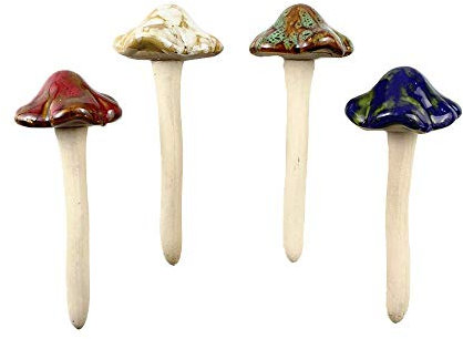 Danmu Gartendekoration, Keramik-Pilze für Garten, Hof, Feengarten, Rasen-Ornament, Keramik, 11,5 cm hoch, 4 Stück (zufällige Farbe)