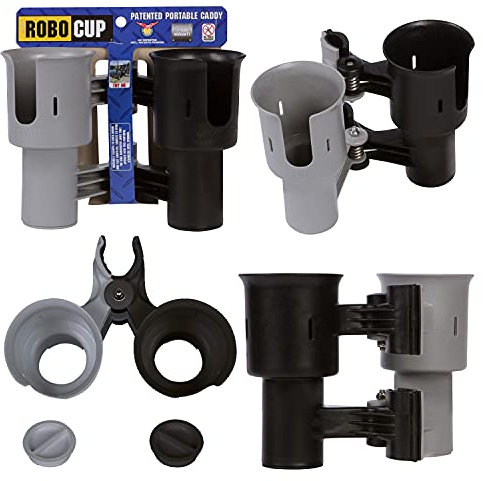 ROBOCUP, Schwarz & Grau, aktualisierte Version, Bester Getränkehalter für Getränke, Angelrute/Stange, Boot, Strandstuhl, Golfwagen, Rollstuhl, Gehhilfe, Trommelstäbchen, Mikrofonständer