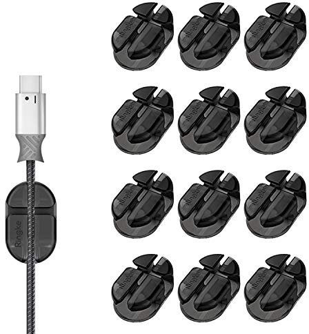 Ringke Cable Clip Holder - Back Adhesive Mehrzweck-Desktop-und Office-Kabel-Organizer, Kabel-Management-Lösung für die Aufladung, Blitz, Stromkabel, USB-Elektronik Zubehör Kabelhalter (12 Pack)